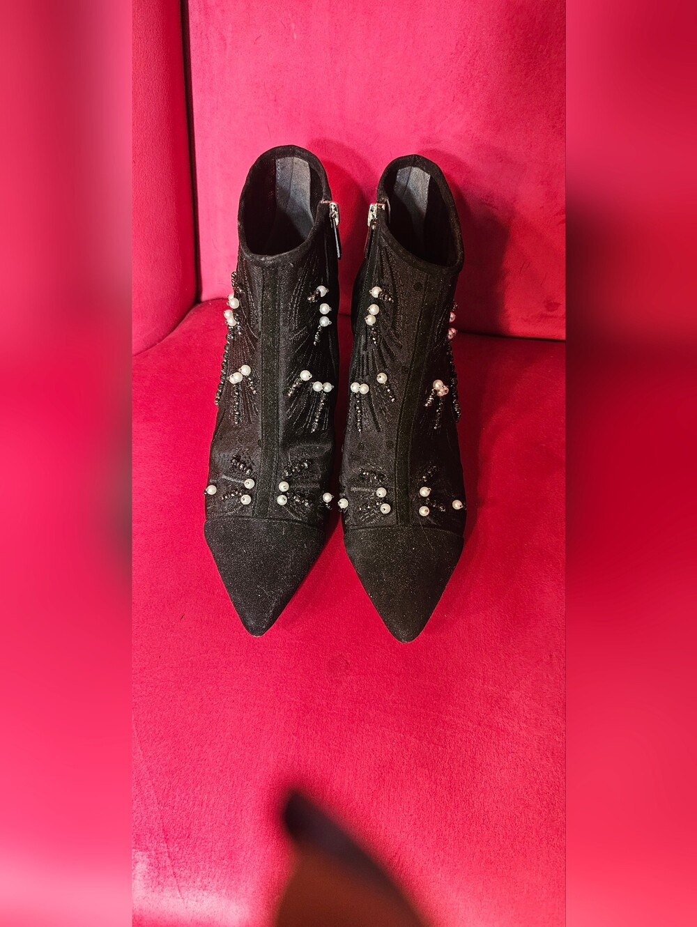Sam Edelman Black Embellished Pointed Toe Ankle Booties 8 1/2
